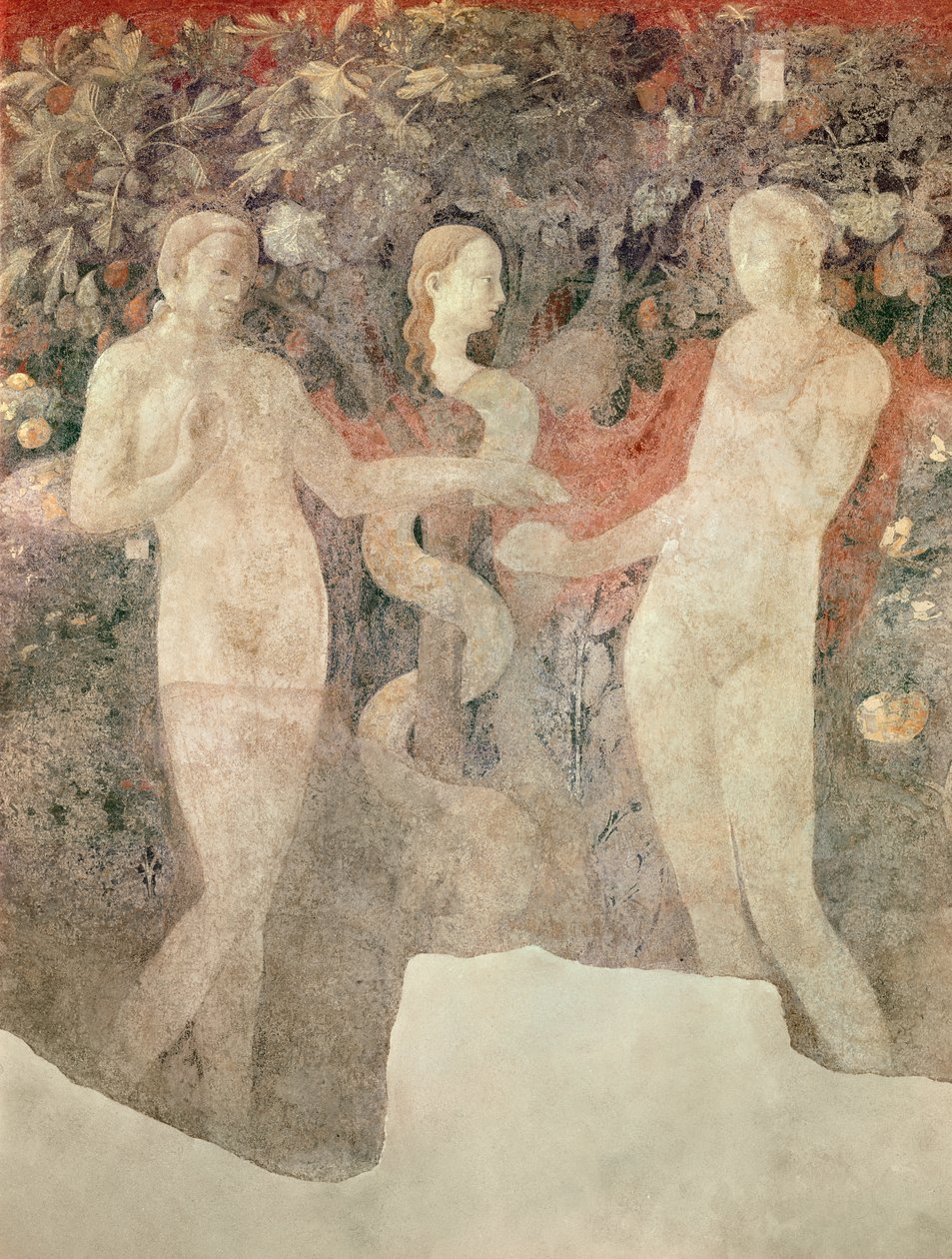The Creation of Eva and Original Syn (detalje af arvesynden), 1430 (fresko overført til lærred) af Paolo Uccello