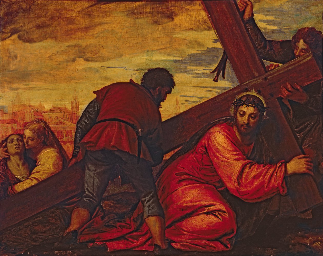 Kristus synker under korsets vægt af Paolo Veronese