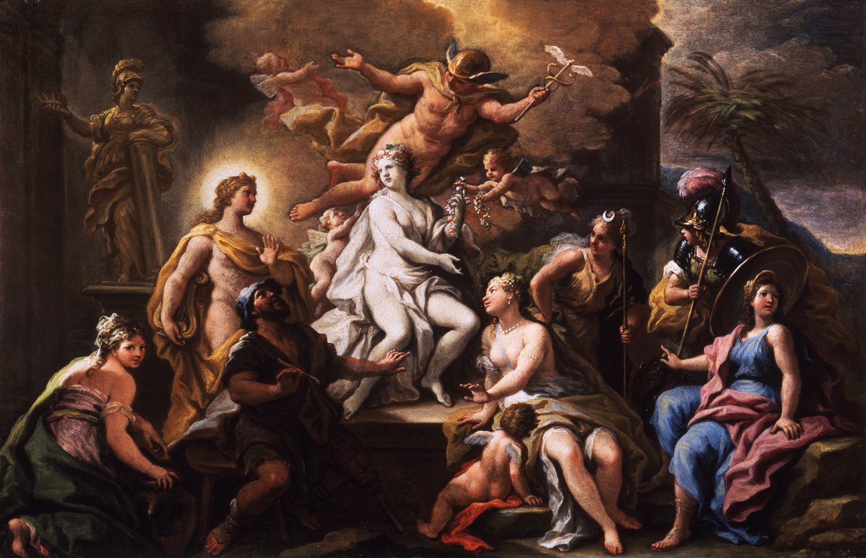 Pygmalion og Galatea (olie på lærred) af Paolo di Matteis