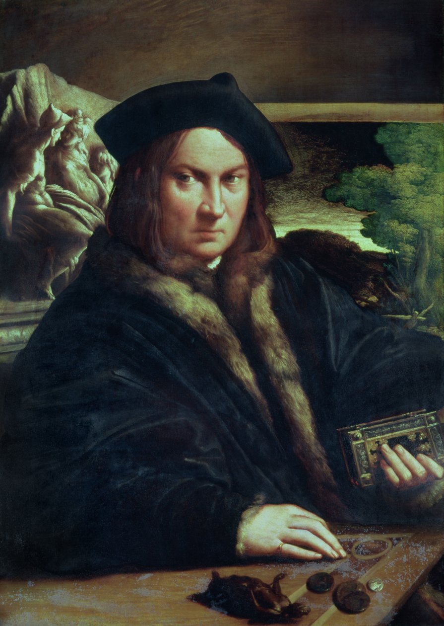 Portræt af en herre iført en baret af Parmigianino