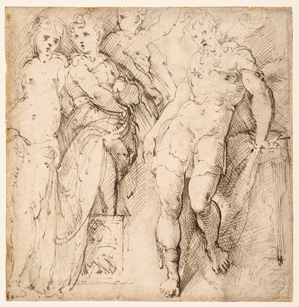 Fire figurstudier (rekto) af Parmigianino