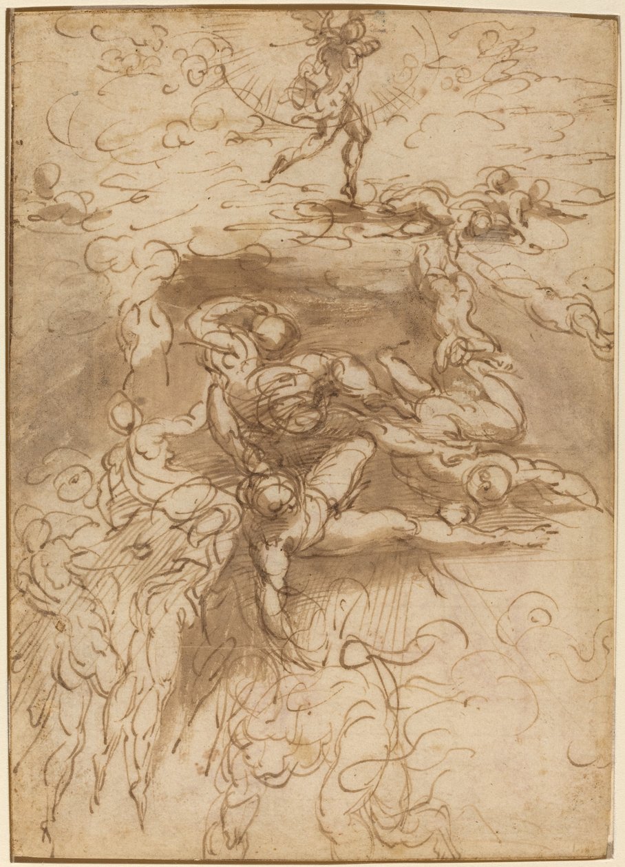 The Fall of the Rebel Angels [recto] af Parmigianino