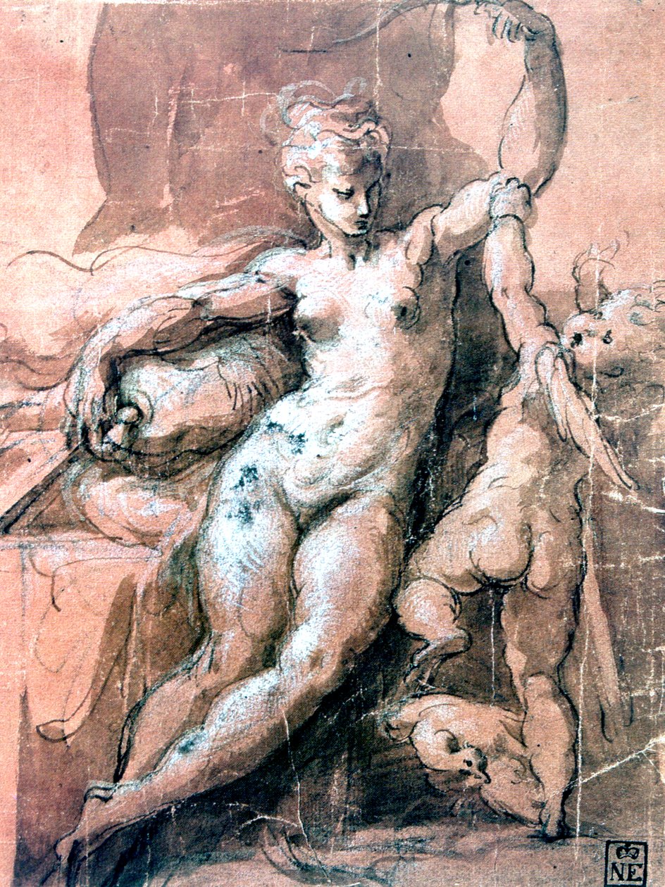 Venus og barn, c1513-1540 af Parmigianino