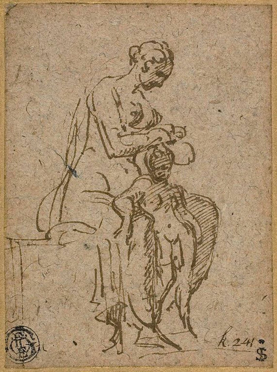 Kvinde afluser et barn af Parmigianino