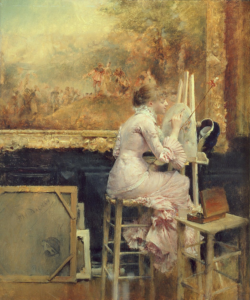 Ung akvarelmaler i Louvre, ca. 1891 af Pascal Adolphe Jean Dagnan Bouveret
