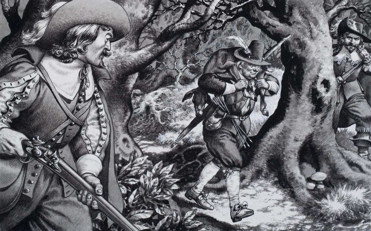 Seventeenth Century Poacher (gouache på papir) af Pat (1907 95) Nicolle