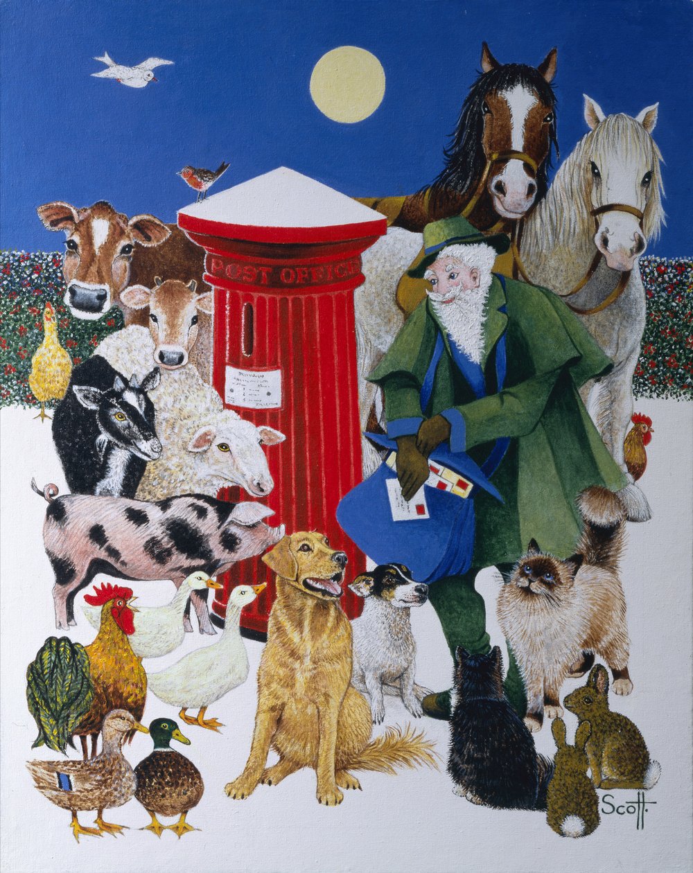 Christmas Post (olie på lærred) af Pat Scott