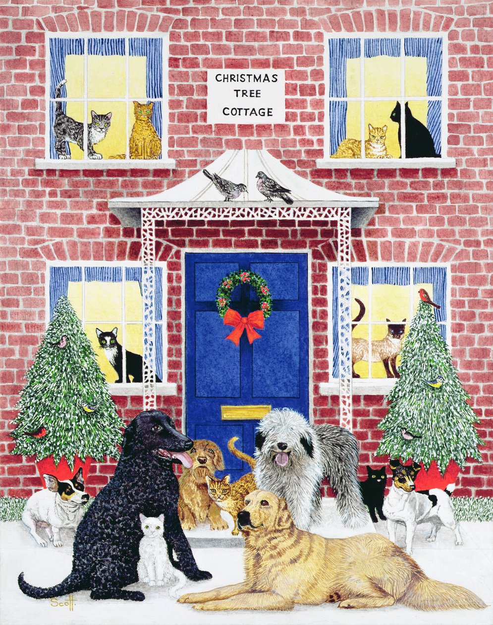 Christmas Warmth (olie på lærred) af Pat Scott