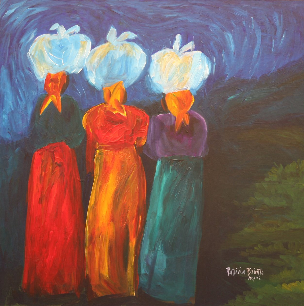 Three Sisters, 2007 (akryl på lærred) af Patricia Brintle