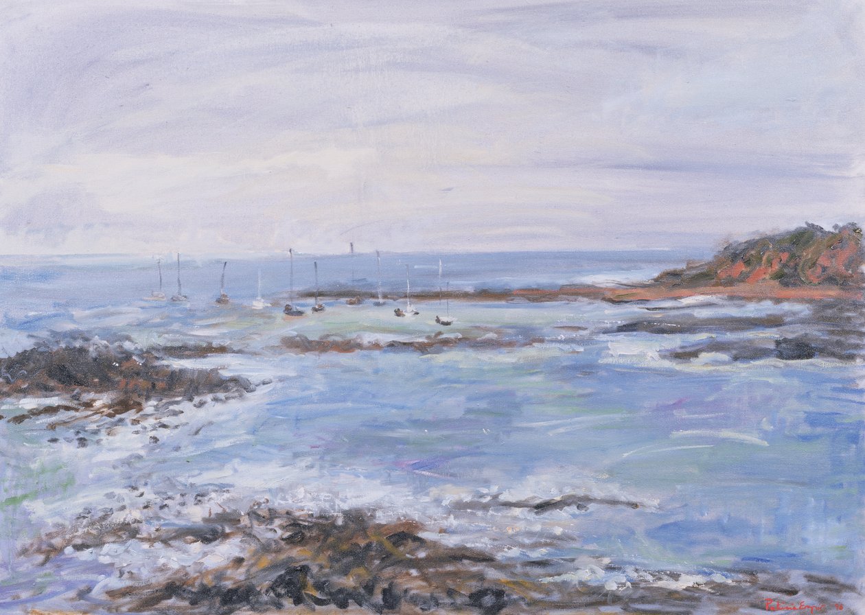 Sailing off the Scilly Isles, 1997 (olie på papir) af Patricia Espir