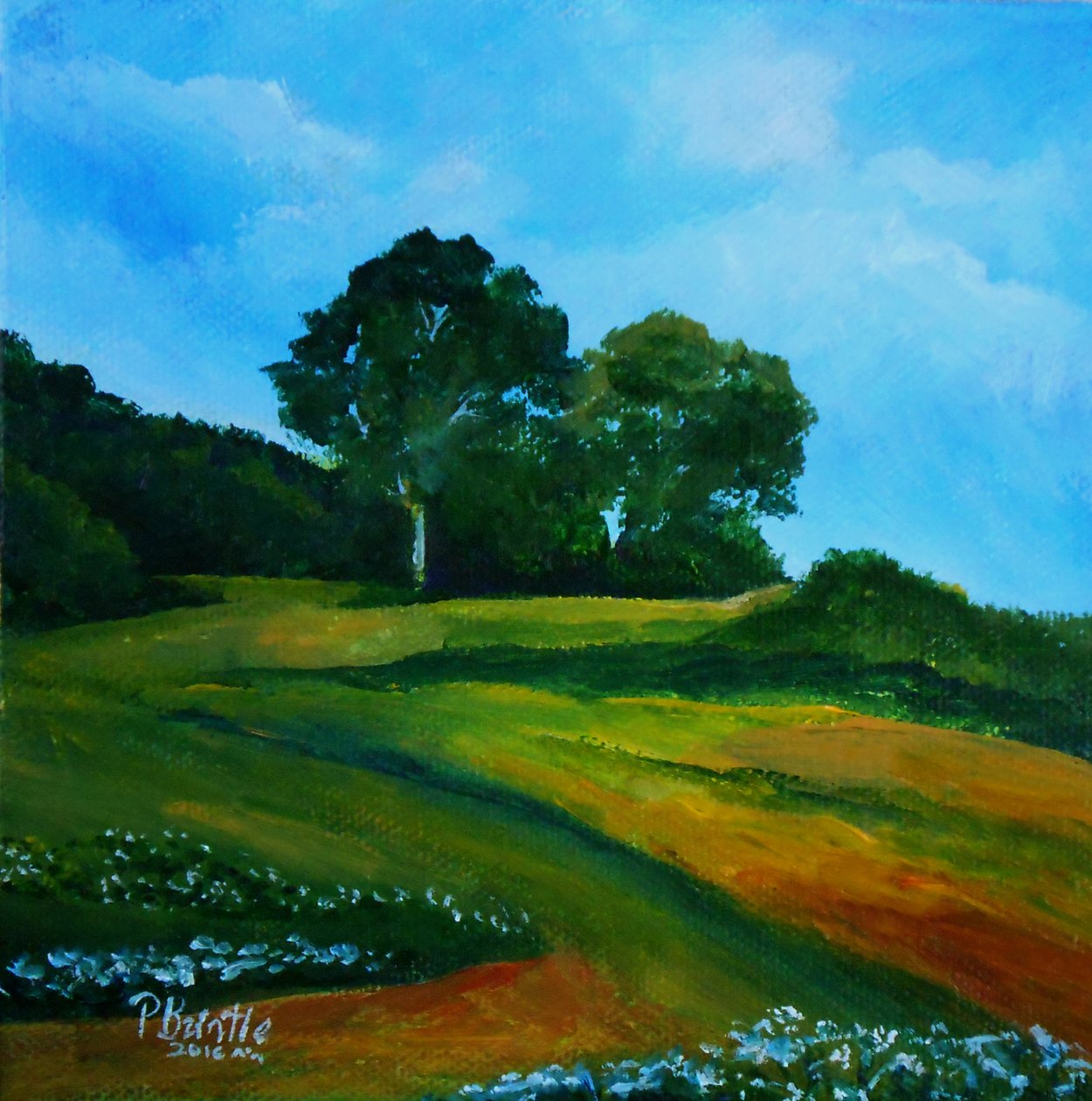 Bleuets vers Thiotte, 2016 (akryl på lærred) af Patricia Brintle