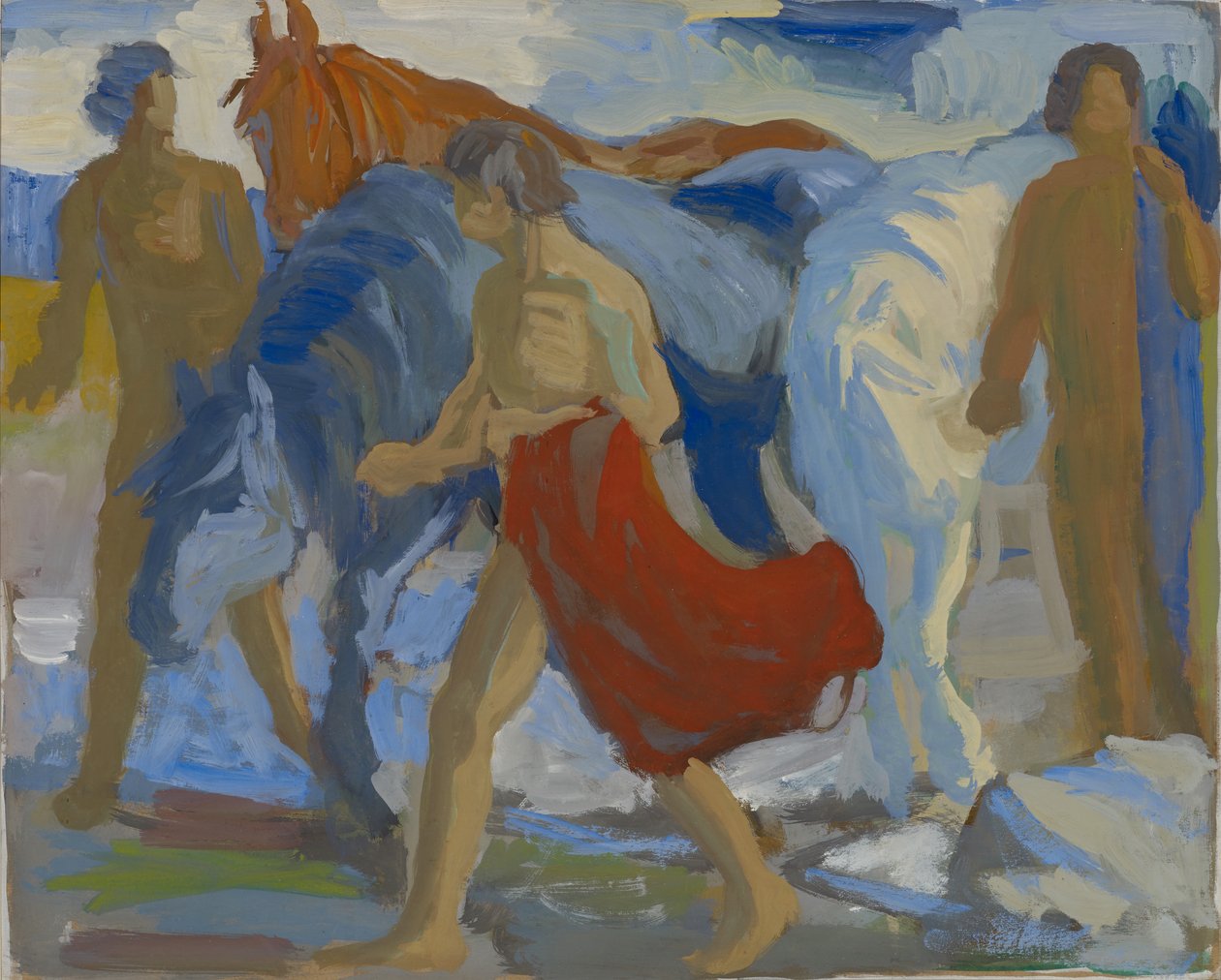 Unge Mænd med Heste, ca. 1913-15 af Paul Altherr