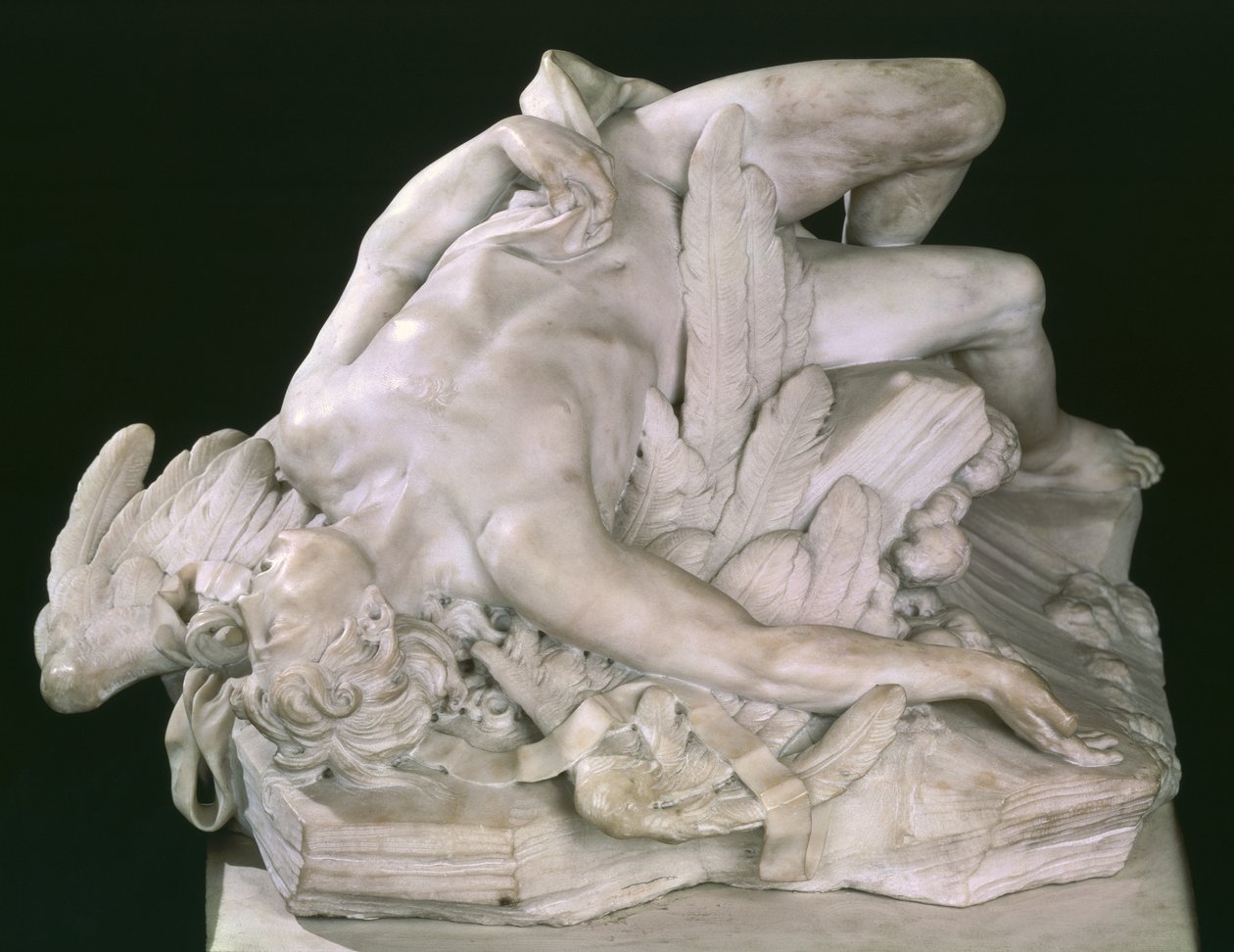 Icarus Falling, 1743 (marmor) af Paul Ambroise Slodtz