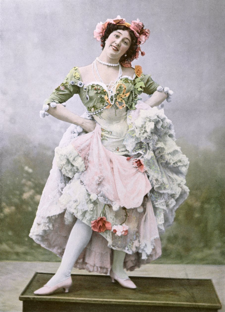 Portræt af "La Belle Otero" som Mercedes i "Une Fete a Seville", Theatre Marigny, Paris, 1900 (farvefotografi) af Paul Boyer