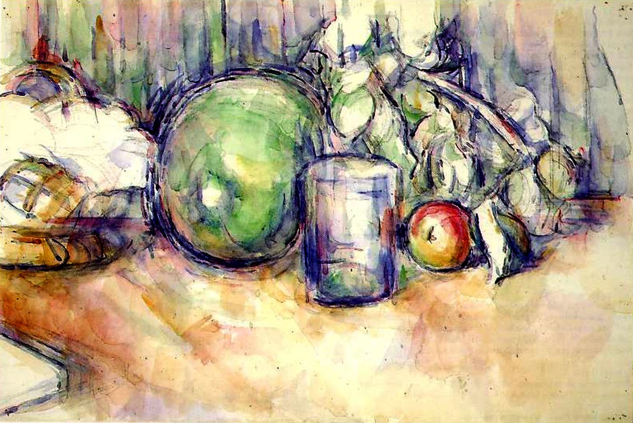 Stilleben med et glas, 1902-06 (wc og grafit på papir) af Paul Cézanne