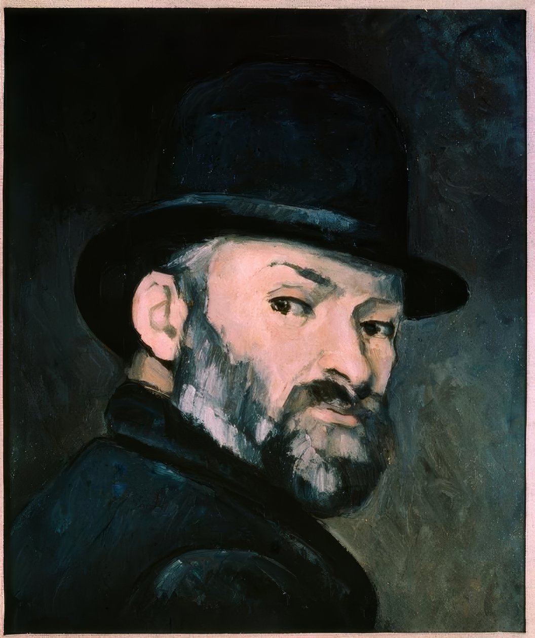 Selvportræt med bowlerhat af Paul Cézanne