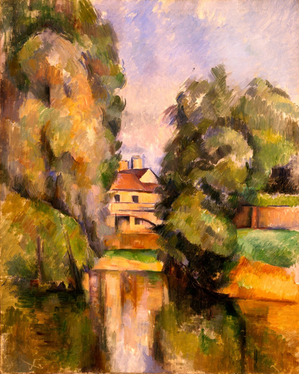 Landsted ved en flod af Paul Cézanne