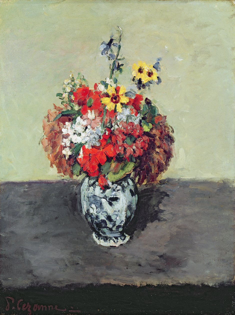 Blomster i en Delft vase, ca. 1873-75 af Paul Cézanne