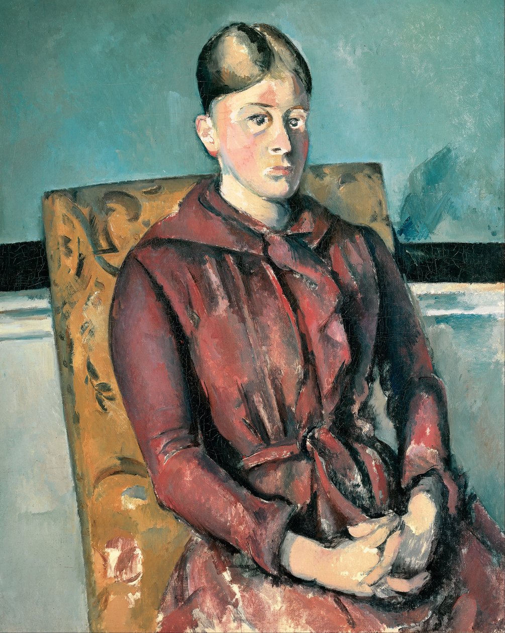 Madame Cézanne i en gul lænestol af Paul Cézanne
