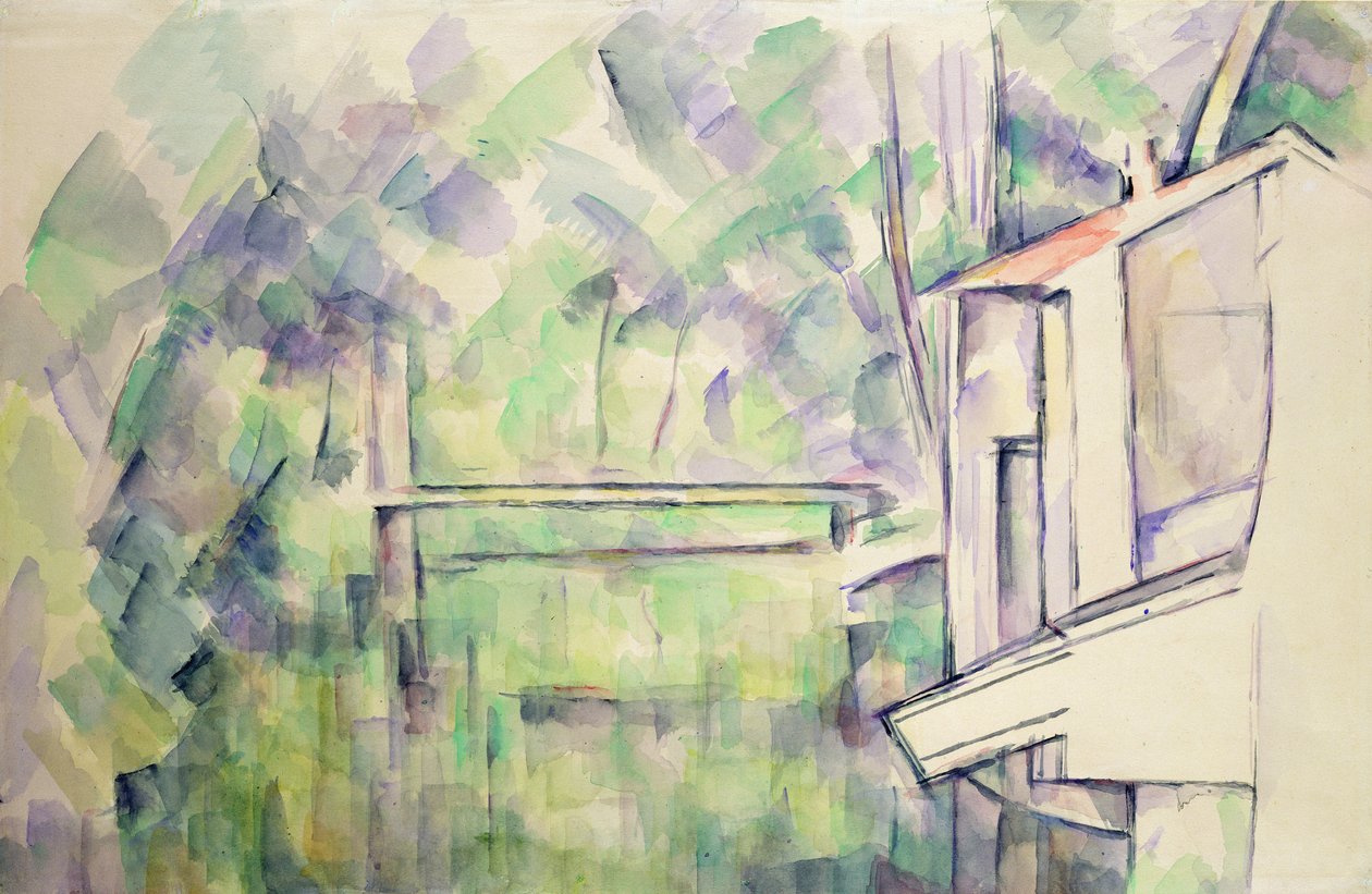 Mølle ved floden, 1900 af Paul Cézanne