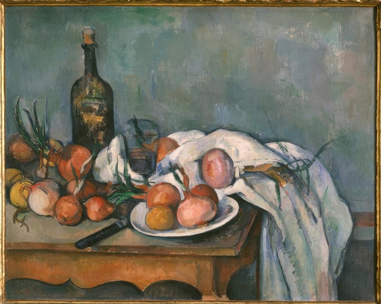 Stilleben med løg af Paul Cézanne