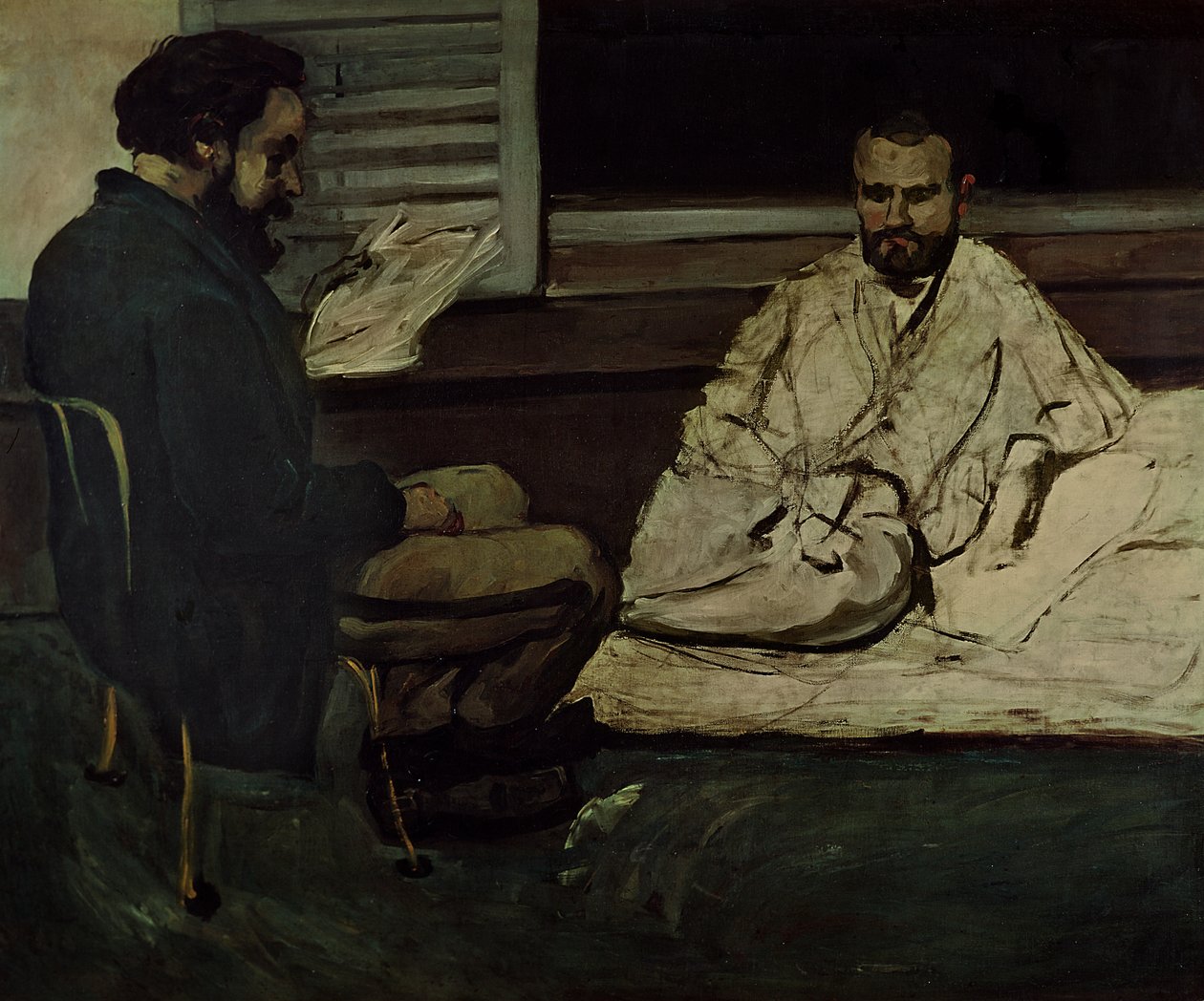Paul Alexis (1847-1901) Læser et manuskript til Emile Zola (1840-1902) 1869-70 af Paul Cézanne