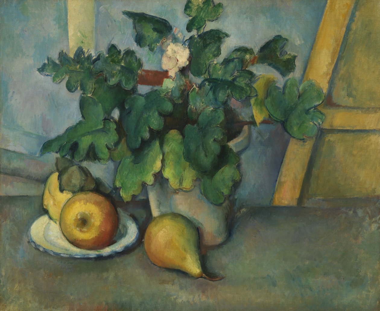 Potte med blomster og pærer, c.1888-90 af Paul Cézanne