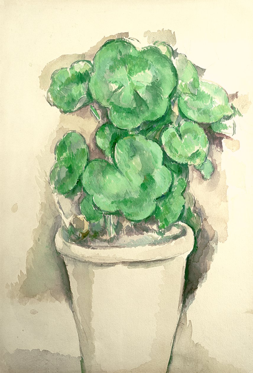 Pot med pelargonier, ca. 1885 (blyant og wc på papir) af Paul Cézanne