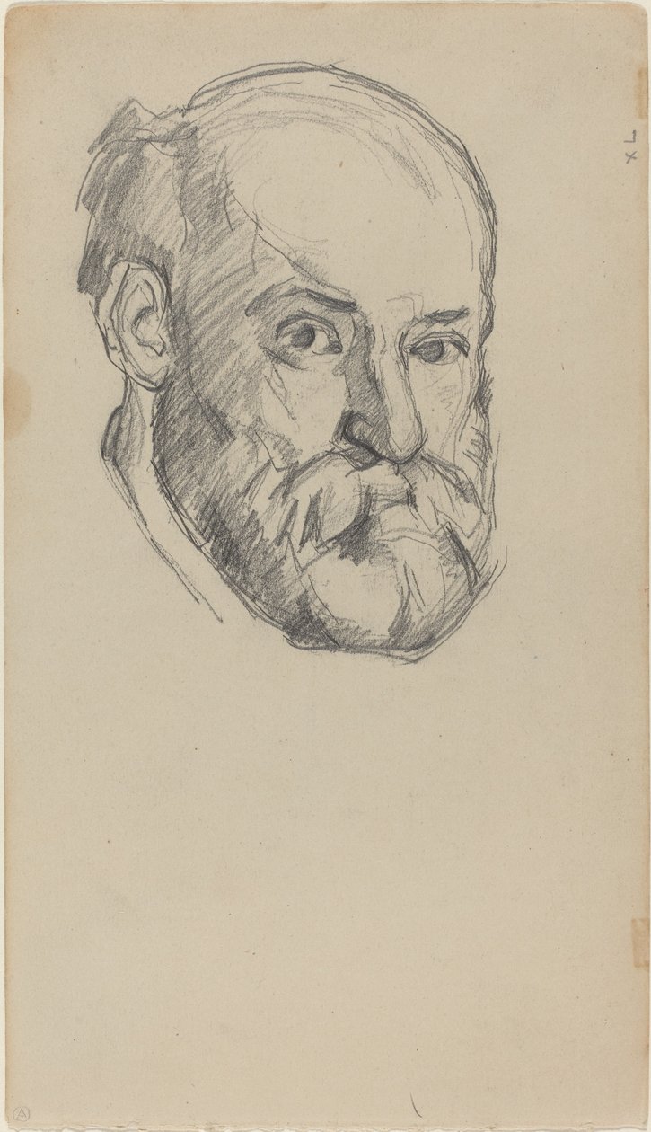 Selvportræt, ca.1880-2 (grafit på papir) af Paul Cézanne