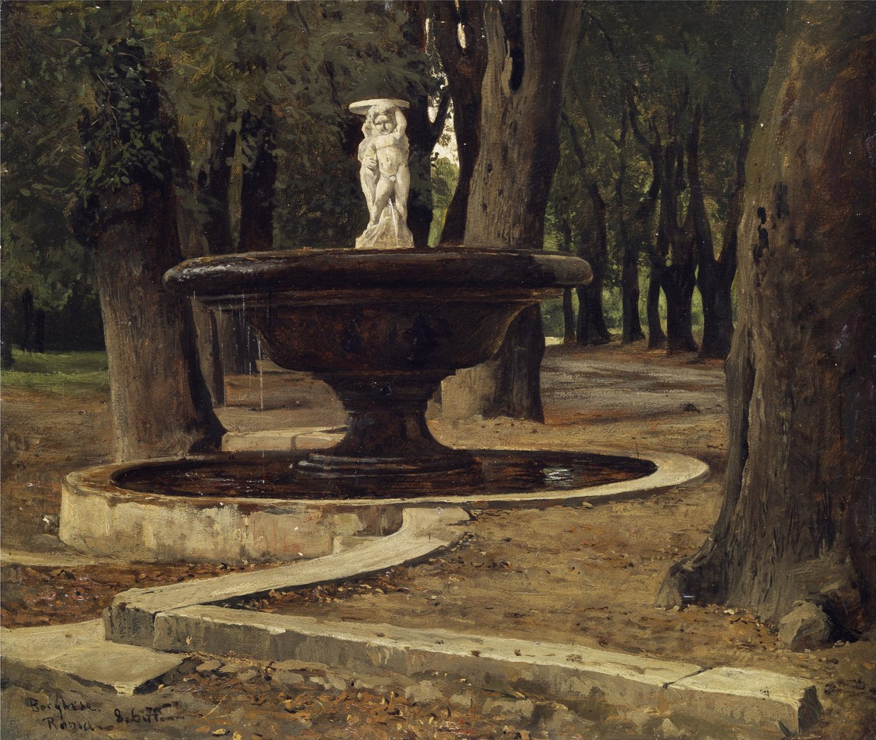Springvand i parken Villa Borghese i Rom af Paul Flickel