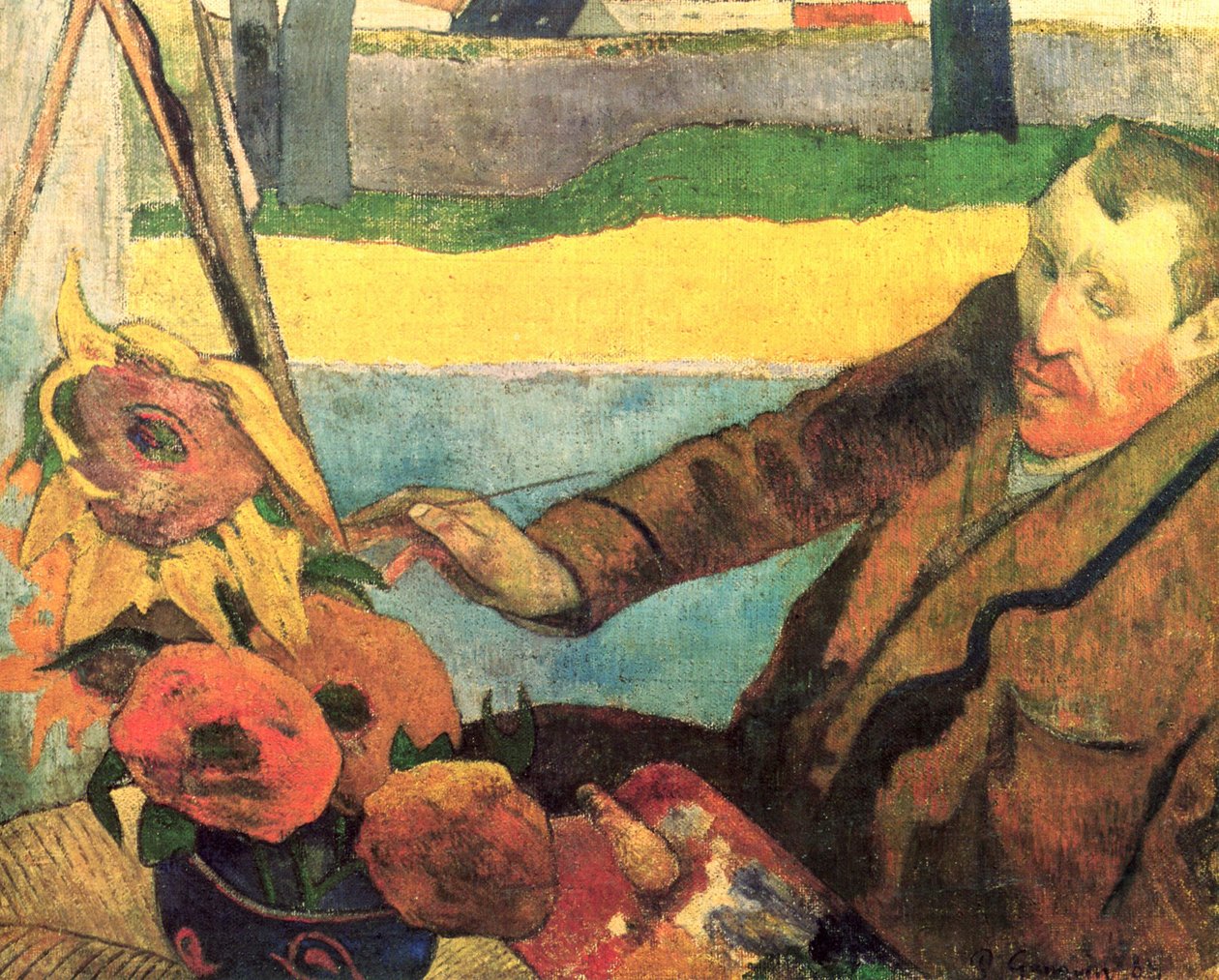 Portræt af Vincent van Gogh, der maler solsikker af Paul Gauguin