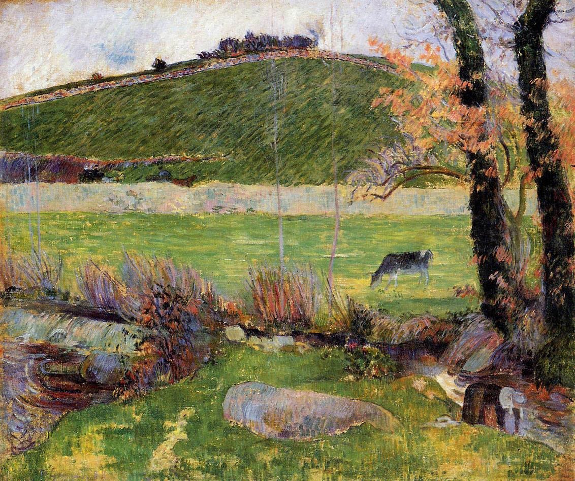 En eng på bredden af Aven af Paul Gauguin