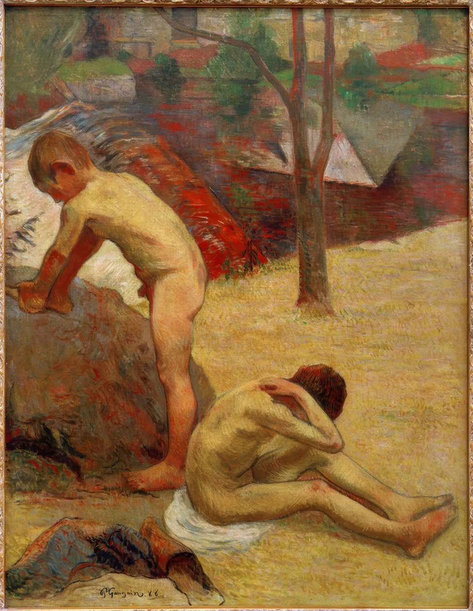 Unge bretonske badegæster af Paul Gauguin