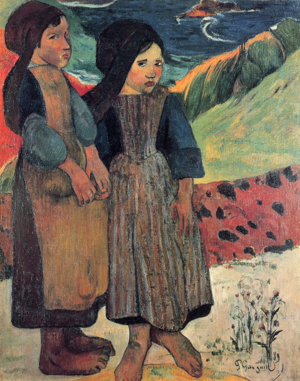 Små bretonere ved havet af Paul Gauguin