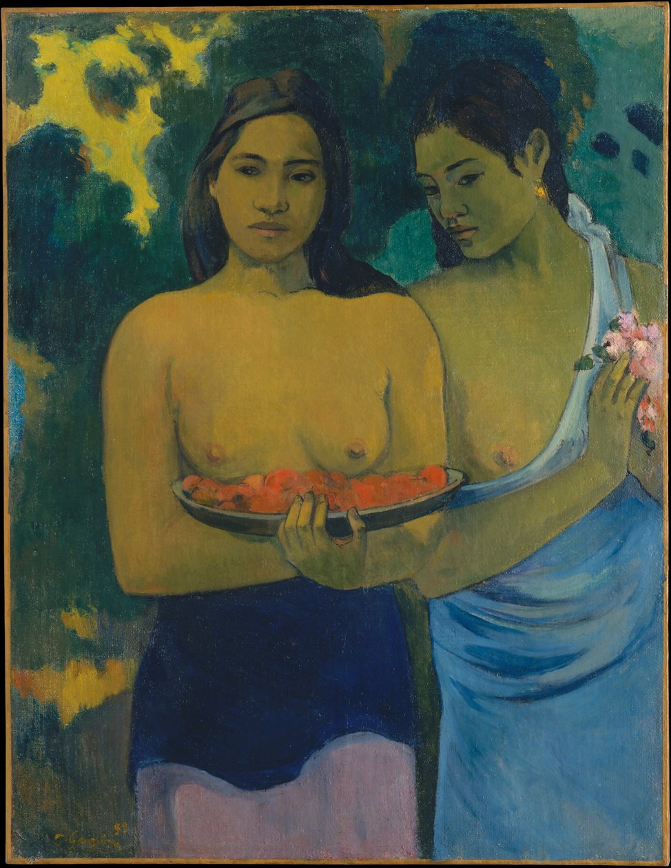 Bryster med røde blomster af Paul Gauguin