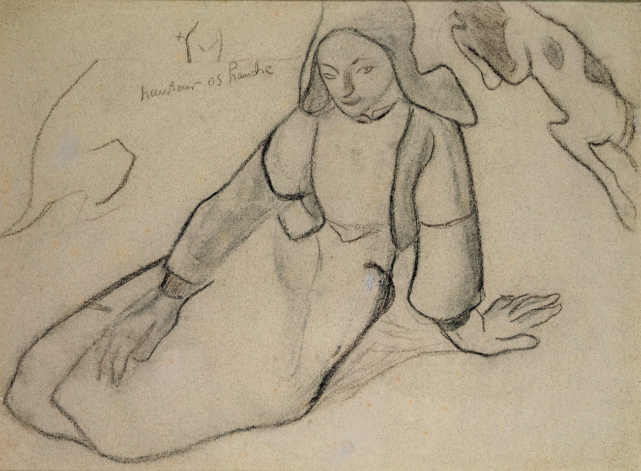 Siddende bretonsk kvinde, 1888 (kul på papir) af Paul Gauguin