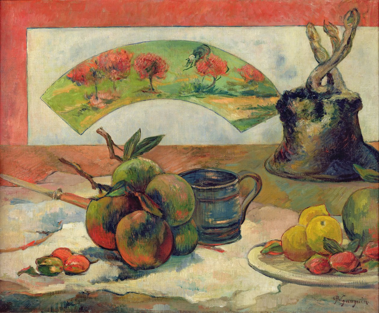 Stilleben med vifte, ca. 1889 af Paul Gauguin