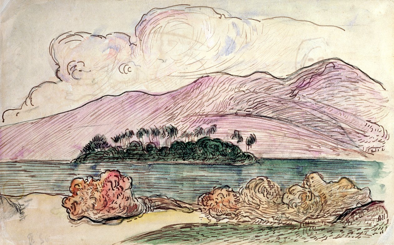 Tahitiansk landskab af Paul Gauguin