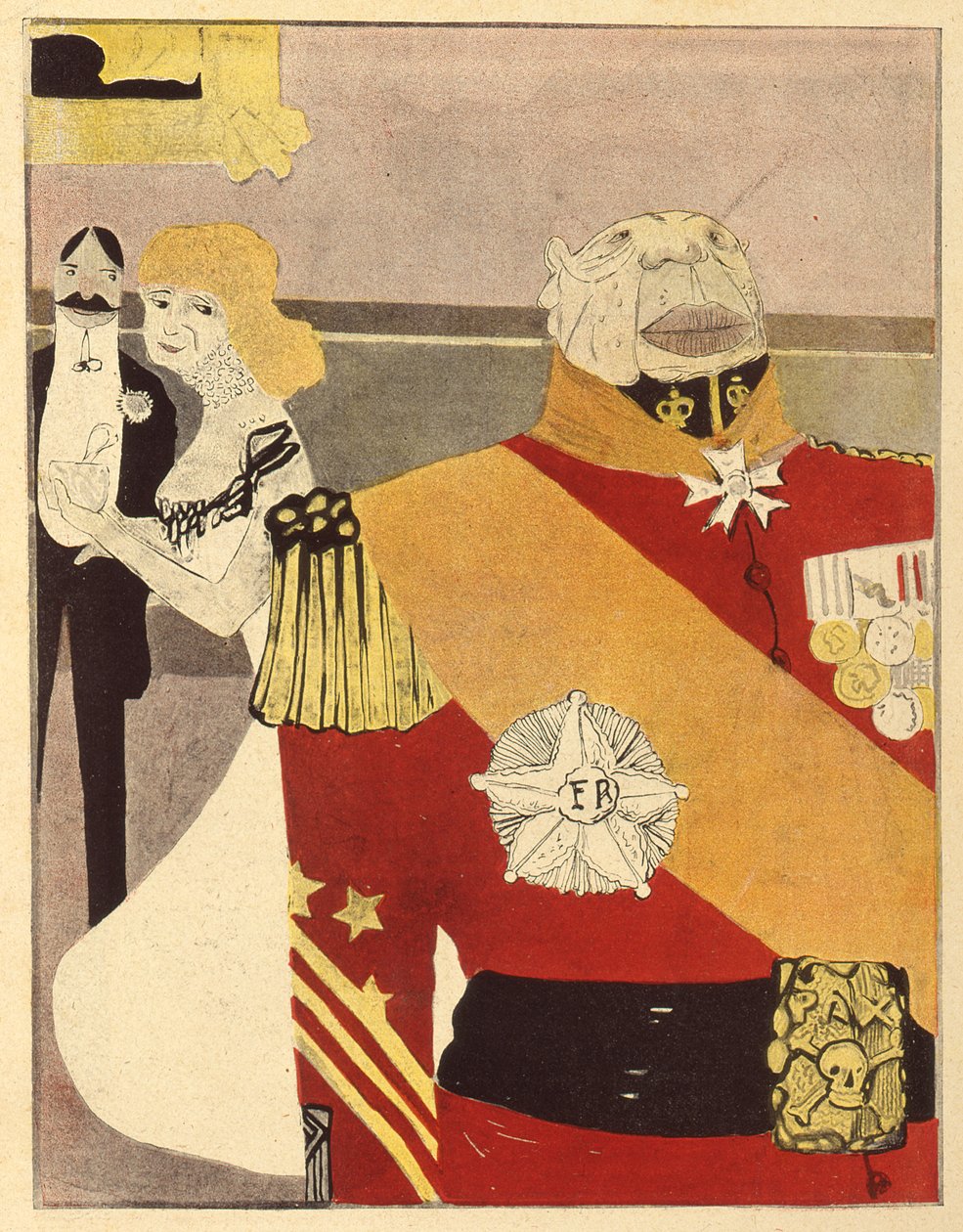 Min gamle ven Jules de Bicetre, den sidste af nationalisterne, fra LAssiette au Beurre, 26. april 1903 (farvestik) af Paul Iribe