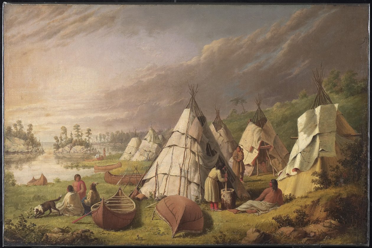 Indisk lejr ved Huron-søen, ca. 1845 af Paul Kane