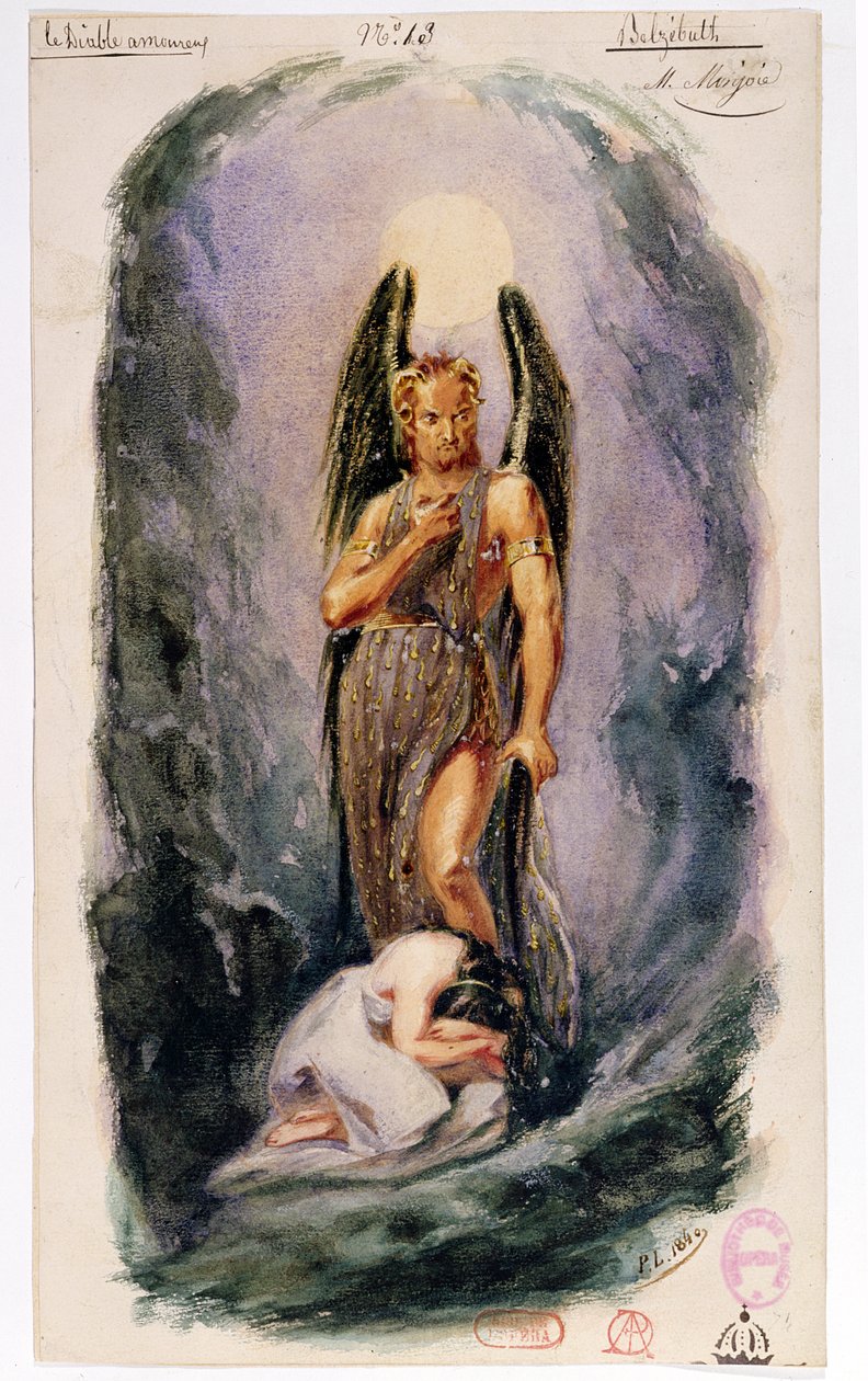 Kostumeudkast til "Djævelen i kærlighed", en ballet efter det oprindelige værk af Jacques Cazotte (1719-92) 1840 (wc og gouache på papir) af Paul Lormier