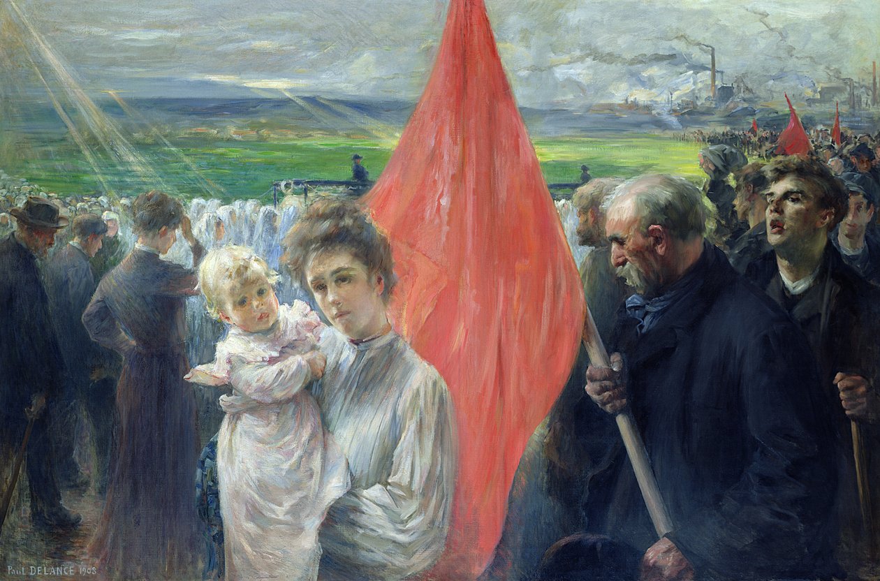 En strejke ved Saint-Ouen, 1908 af Paul Louis Delance