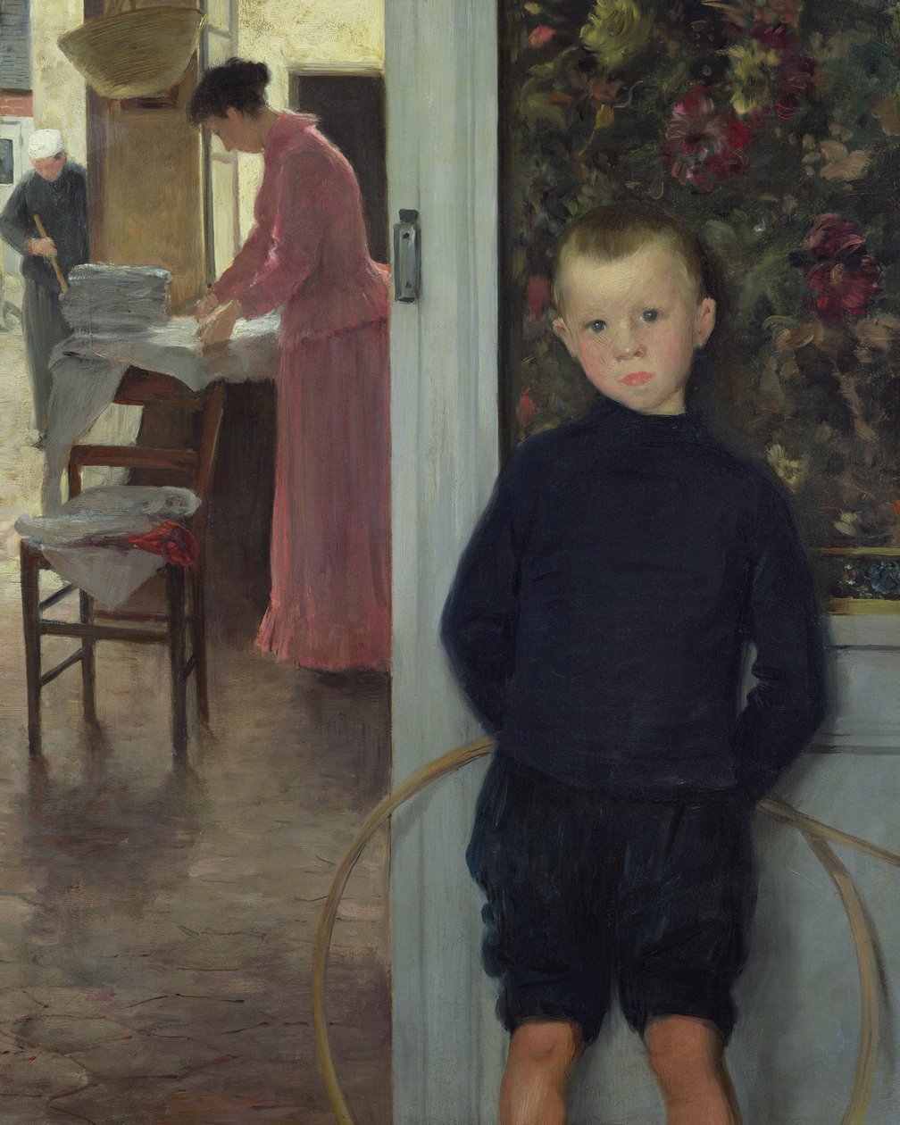 Interiør med kvinder og et barn af Paul Mathey