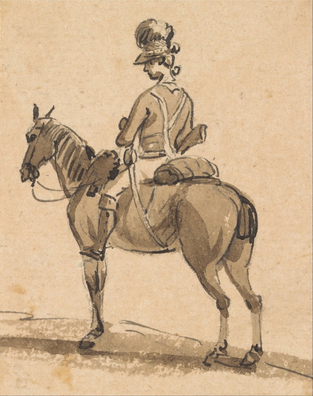 Light Dragoon, monteret, mod venstre af Paul Sandby