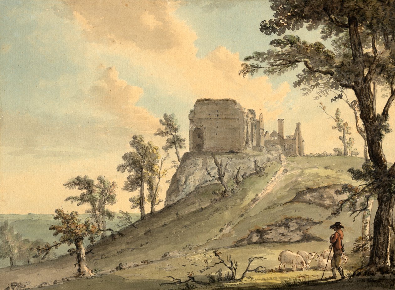 Penllyn Castle (blyant og akvarel på papir (på kort)) af Paul Sandby