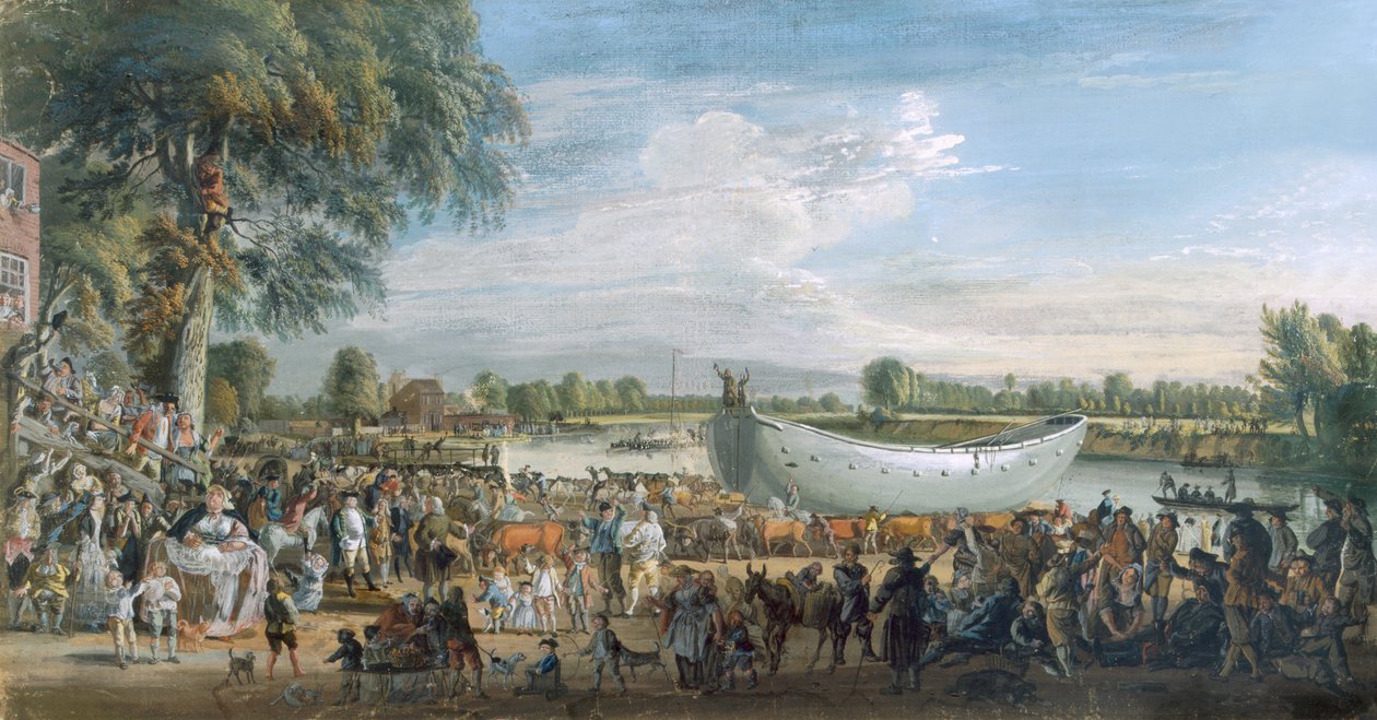 Den kinesiske Junk på vej til Virginia Water, ca. 1753 af Paul Sandby