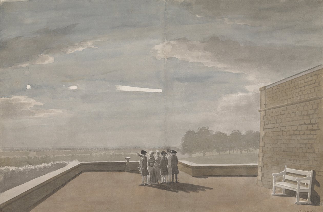 Meteoren 18. august 1783, set fra østvinklen på den nordlige terrasse, Windsor Castle af Paul Sandby