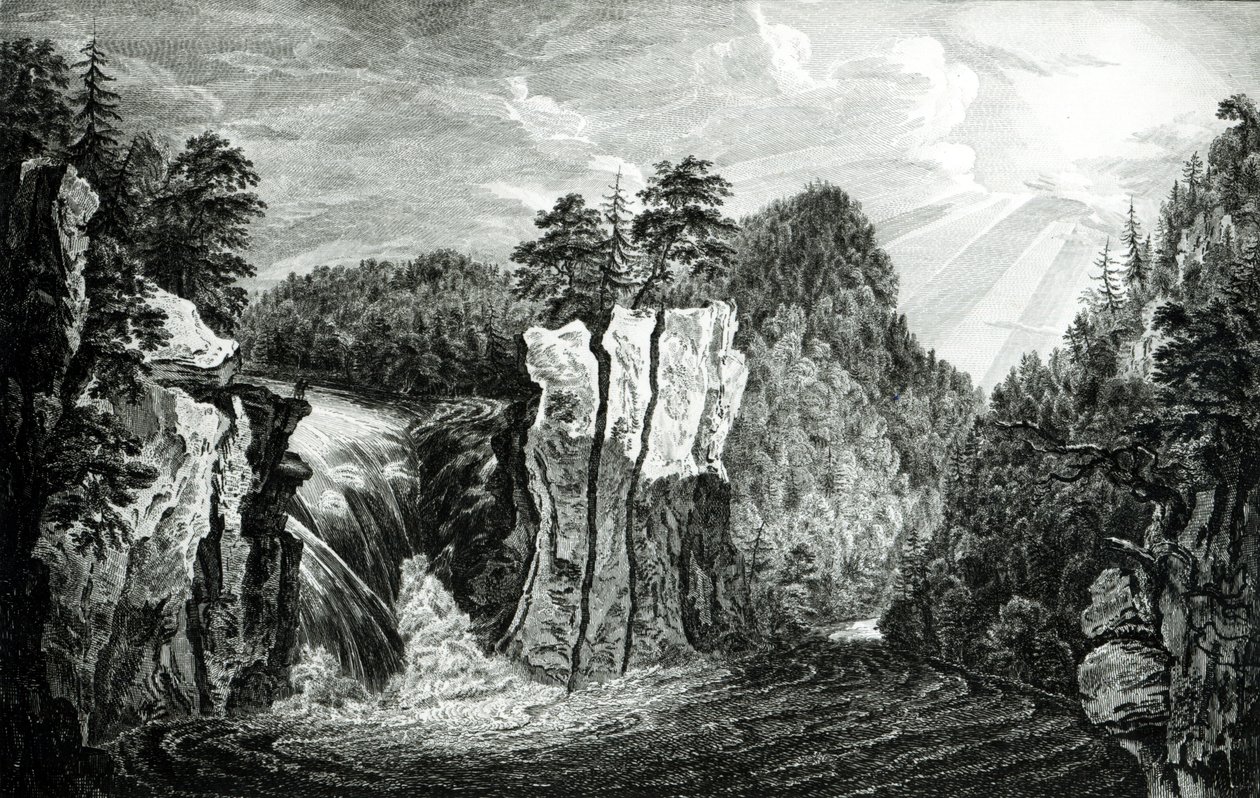 Udsigt over Passaic River Waterfall, New Jersey af Paul Sandby