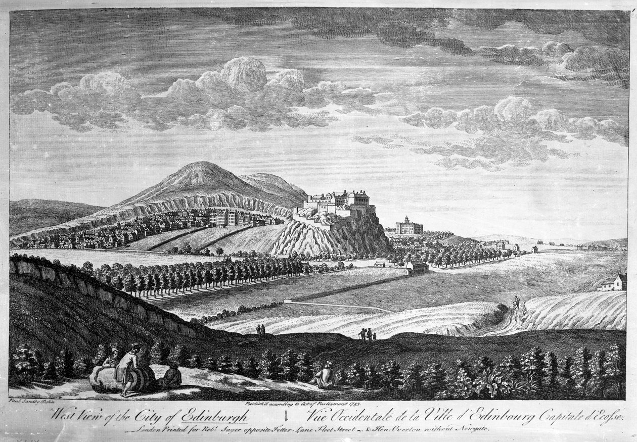 Vestudsigt over byen Edinburgh, 1753 af Paul Sandby