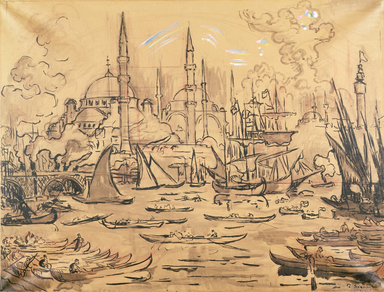 Hagia Sophia, Istanbul (wc på papir) af Paul Signac